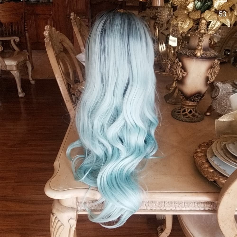 Ombre Mint Green Lace Front Wig - Thumbnail 7