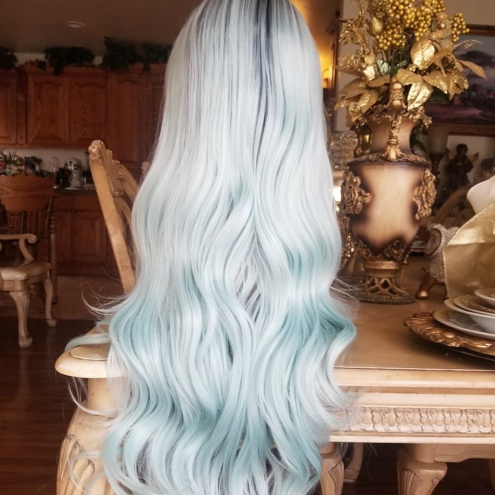 Ombre Mint Green Lace Front Wig - Thumbnail 2