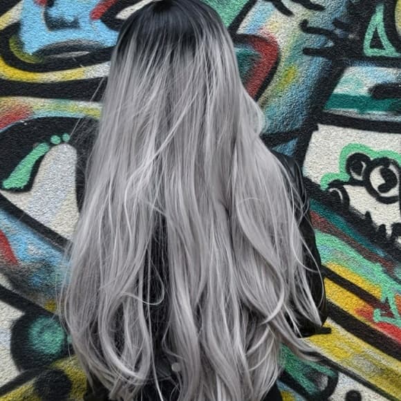 Ombre Black Gray Beauty LaceFront Wig - Thumbnail 2