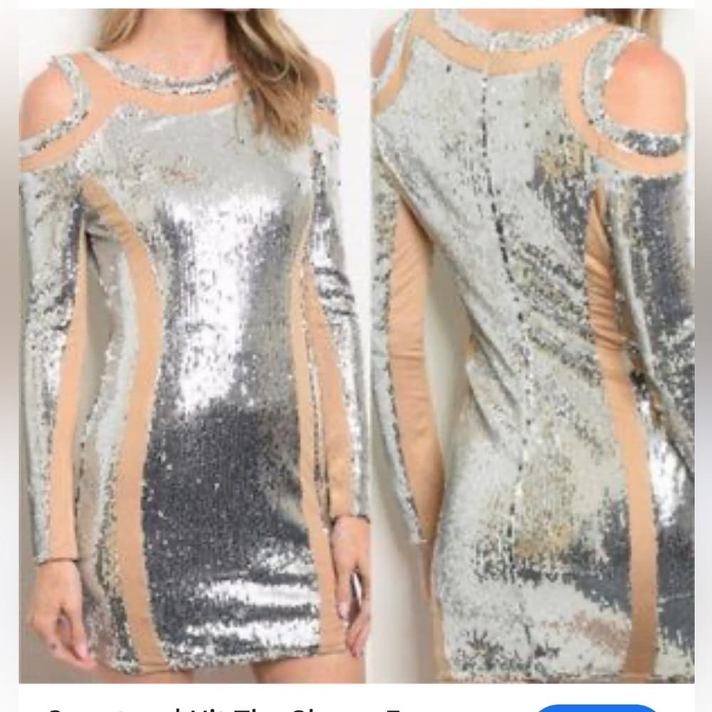 Seek the Label Dress size Medium - NWT Silver Sequin - Thumbnail 12