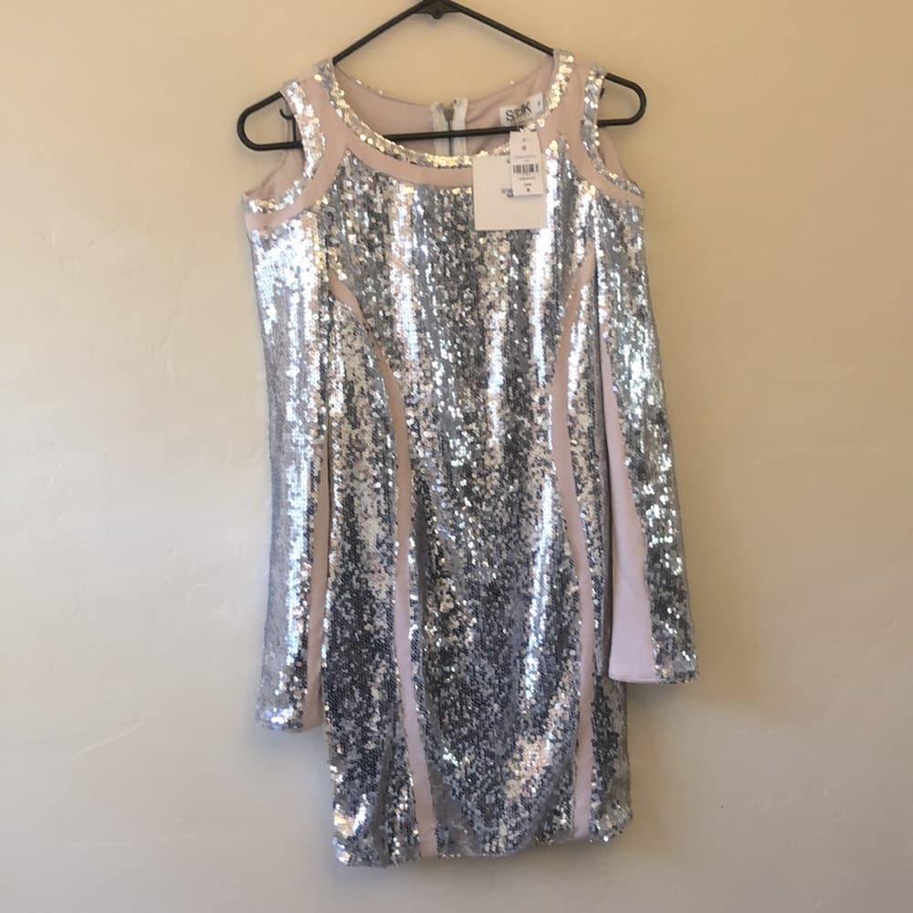 Seek the Label Dress size Medium - NWT Silver Sequin - Thumbnail 5