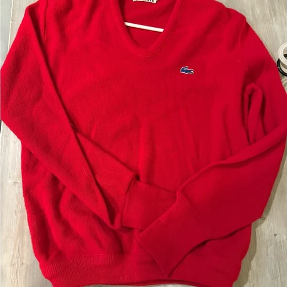 Izod Men's Bright Red V-Neck Sweater - Thumbnail 3
