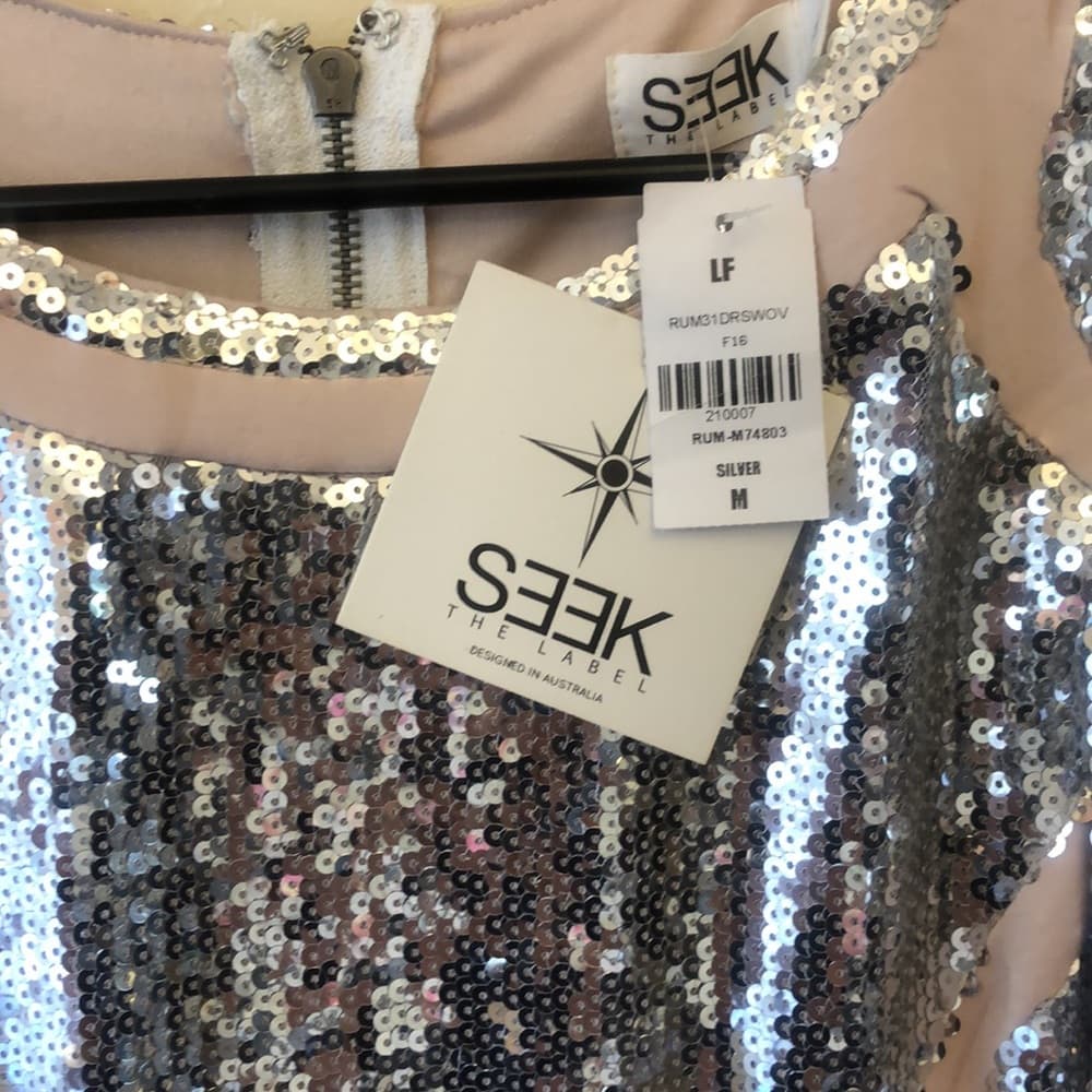 Seek the Label Dress size Medium - NWT Silver Sequin - Thumbnail 6