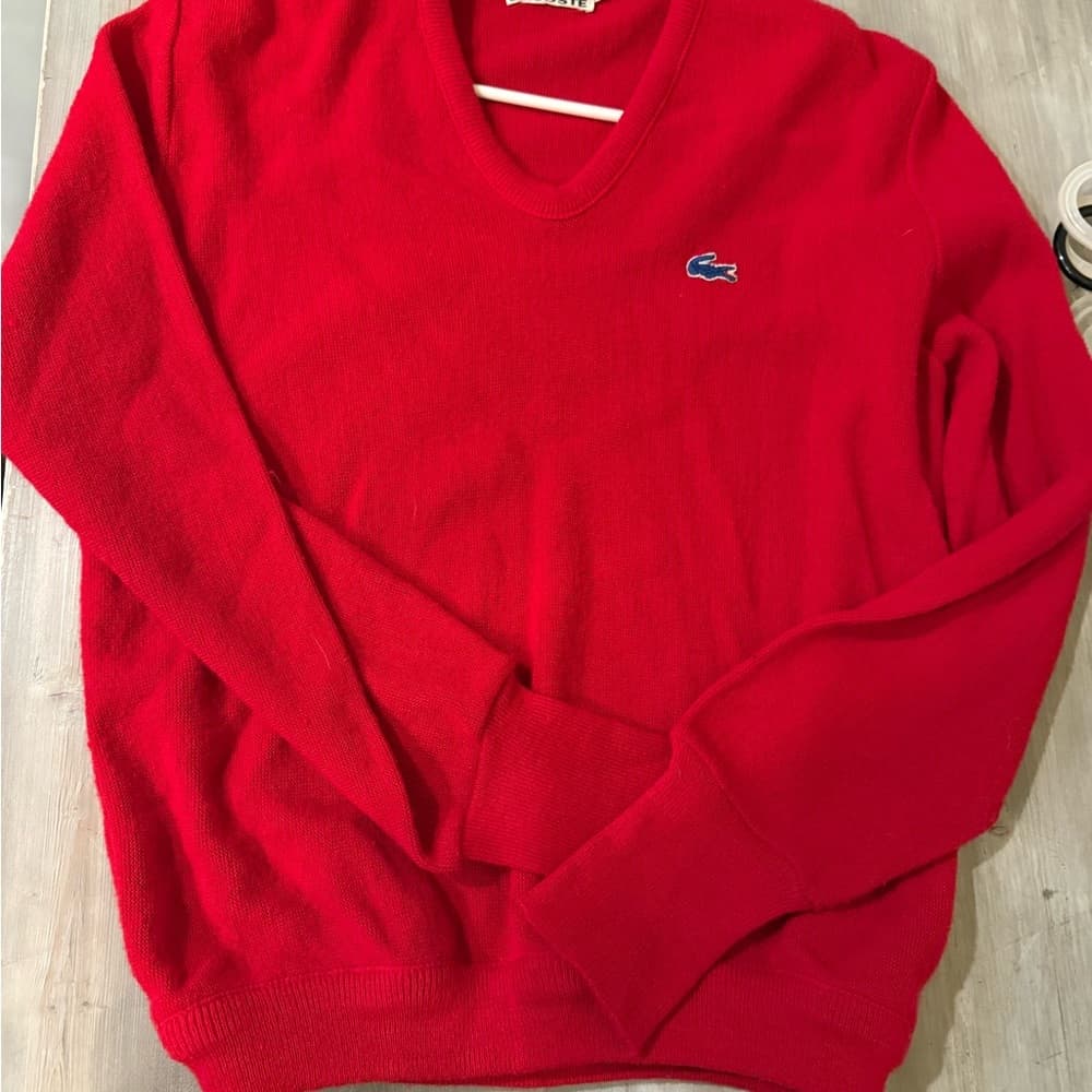 Izod Men's Bright Red V-Neck Sweater - Thumbnail 2