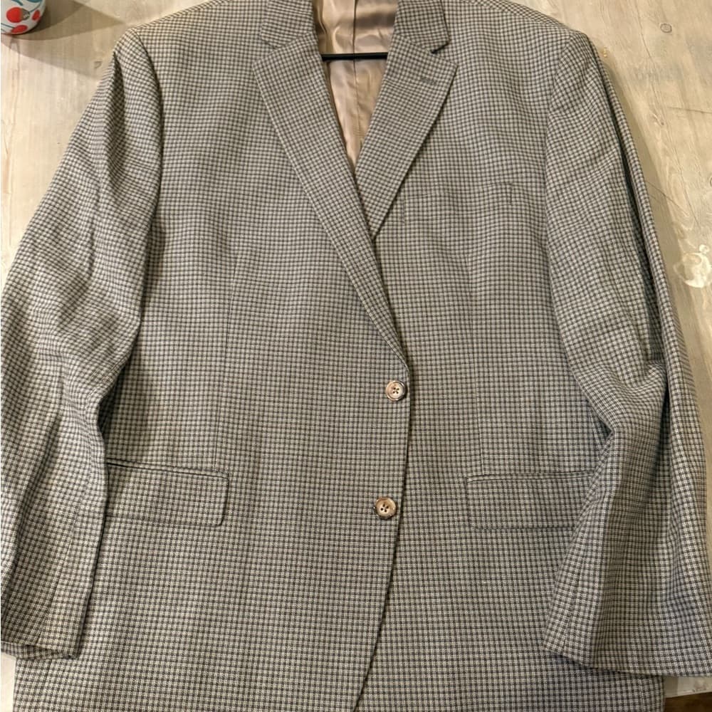 Ralph Lauren Army Check Tweed Blazer 46R Silk Wool Blend - Thumbnail 2