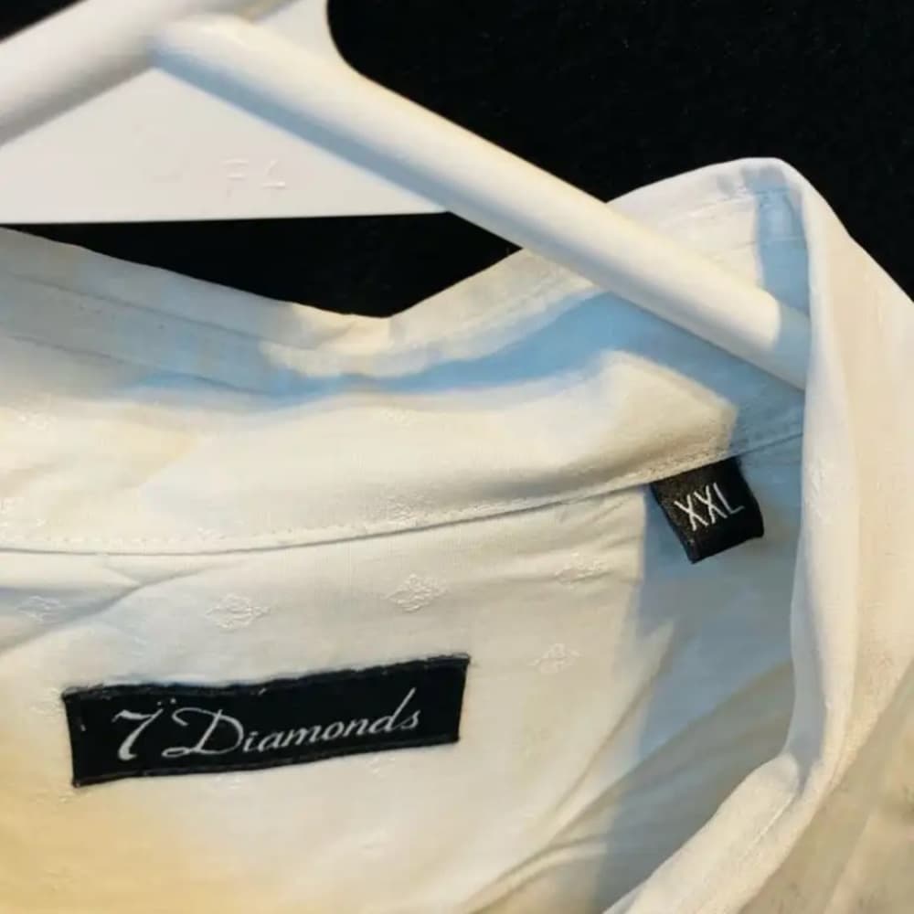 7 Diamonds White Dress Shirt with design. Classic Style and Pointed Collar - Thumbnail 2