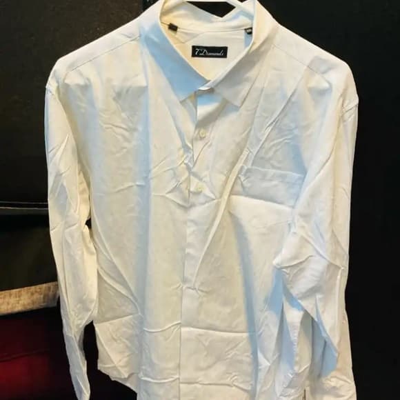 7 Diamonds White Dress Shirt with design. Classic Style and Pointed Collar - Thumbnail 4