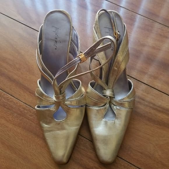 Gold Vintage small heel shoes-Used - Thumbnail 9