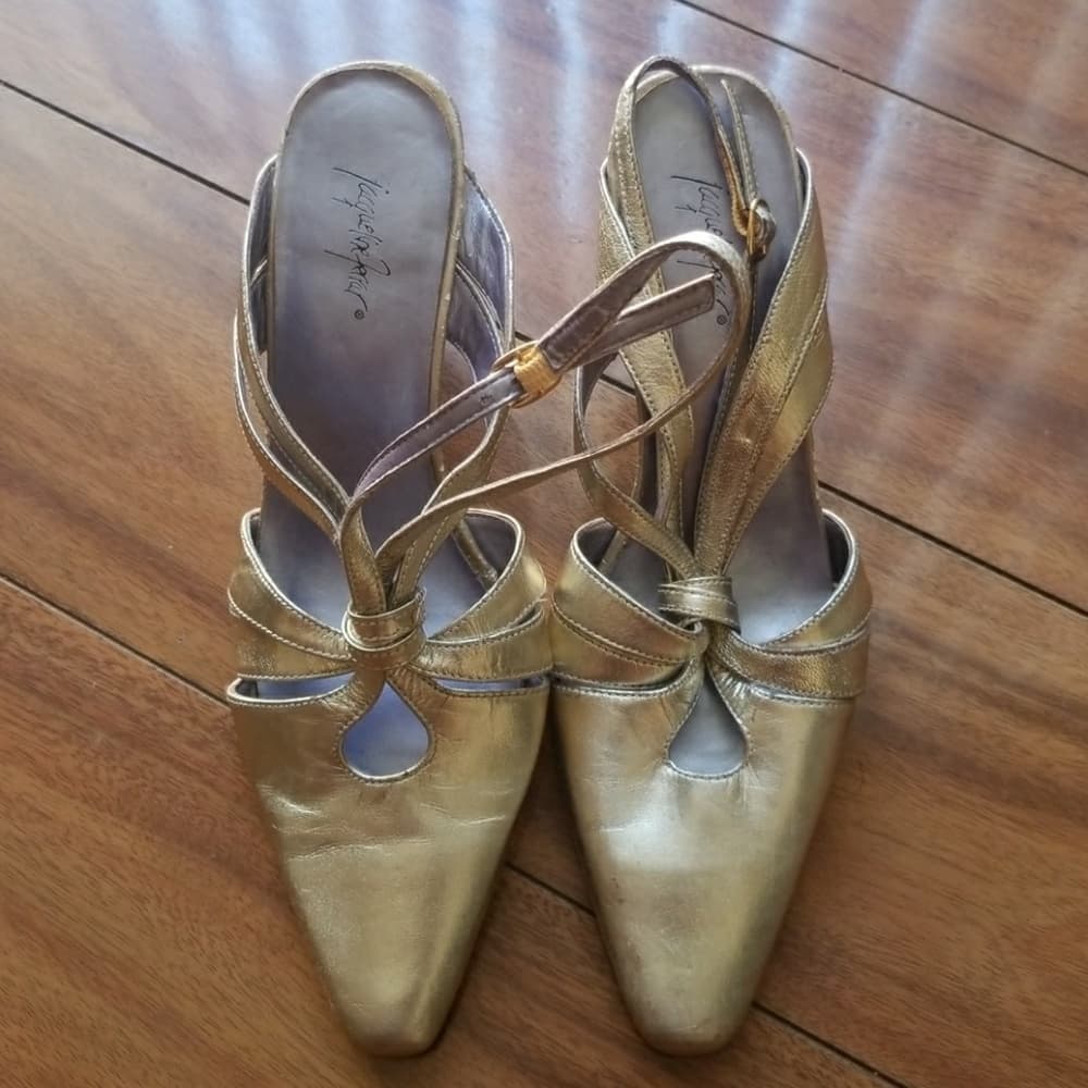 Gold Vintage small heel shoes-Used - Thumbnail 8