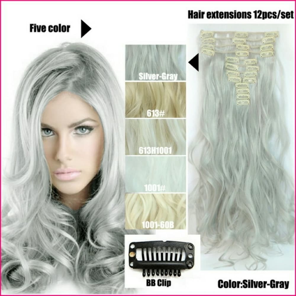 Gray Full Head Clip in Extension