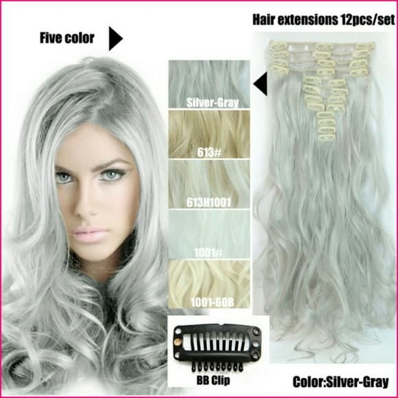 Gray Full Head Clip in Extension - Thumbnail 2