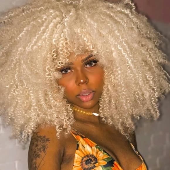 Blonde Afro Kinky Big Wig - Thumbnail 2