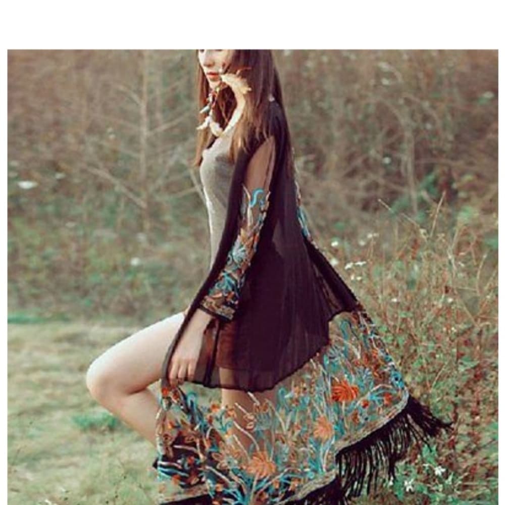 Tassel Cardigan Kimono Chiffon - Thumbnail 7