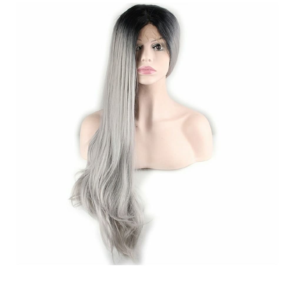 Ombre Gray Beauty LaceFront Wig 22-24inches - Thumbnail 2