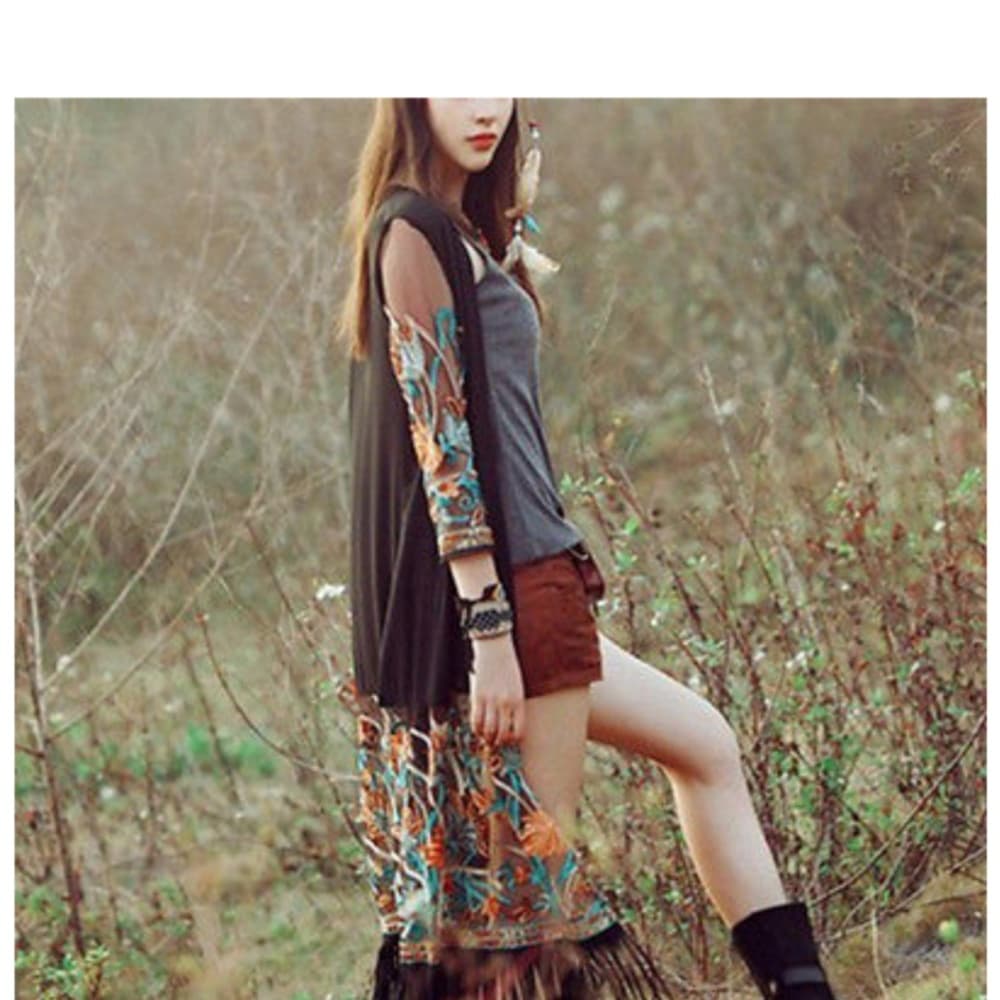 Tassel Cardigan Kimono Chiffon - Thumbnail 3
