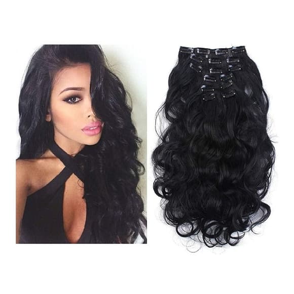 Black Curly Full Head Clip in Extension - Thumbnail 3