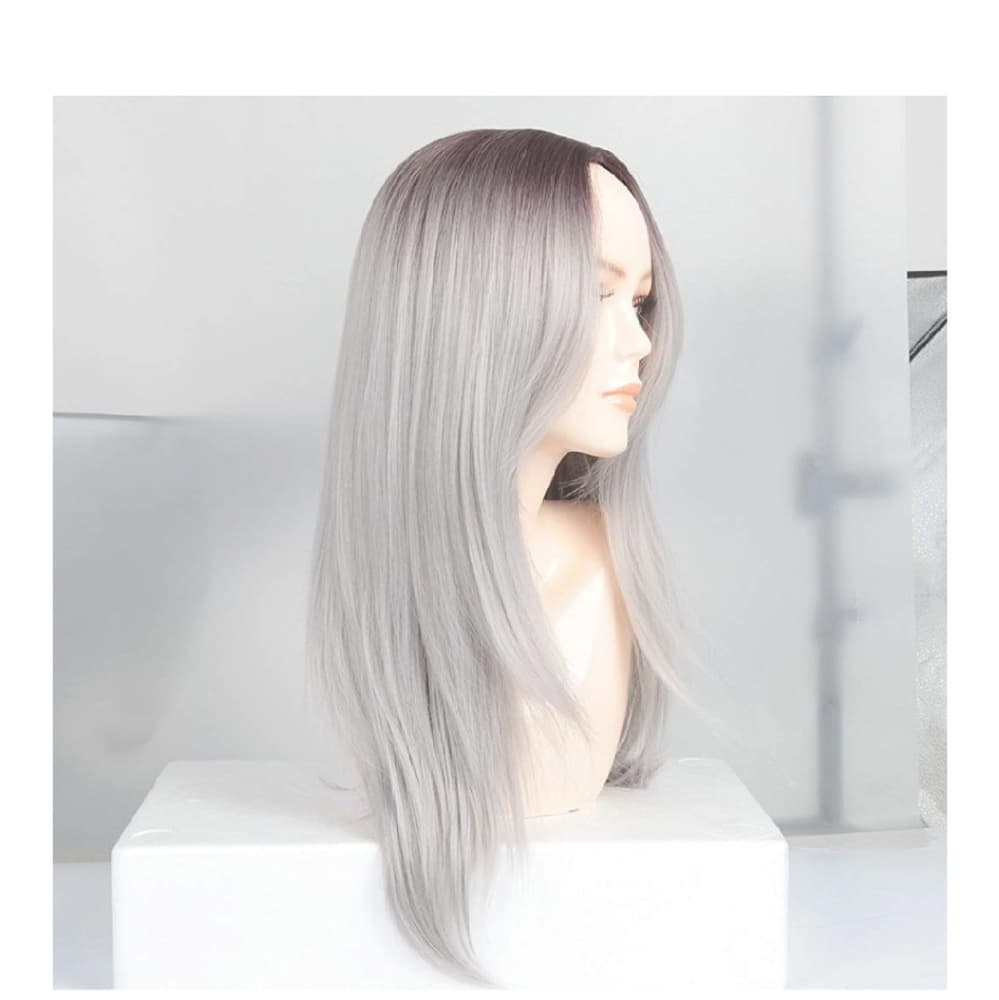 Ombre Brown Gray Full Wig - Thumbnail 3