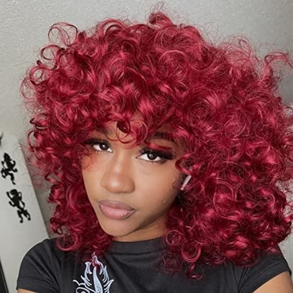 Red Big Curly Beauty Wig - Thumbnail 3