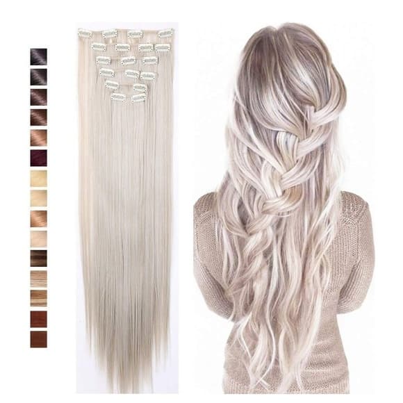 Pale Blonde Full Head clip in Extension - Thumbnail 4