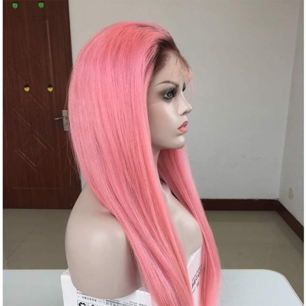 Human Hair Ombre Pink Beauty Lace Front Wig - Thumbnail 2