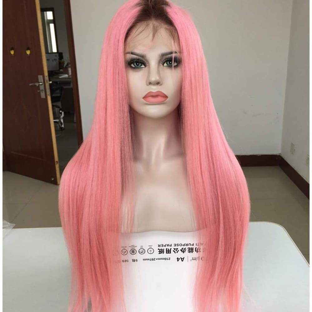 Human Hair Ombre Pink Beauty Lace Front Wig - Thumbnail 8