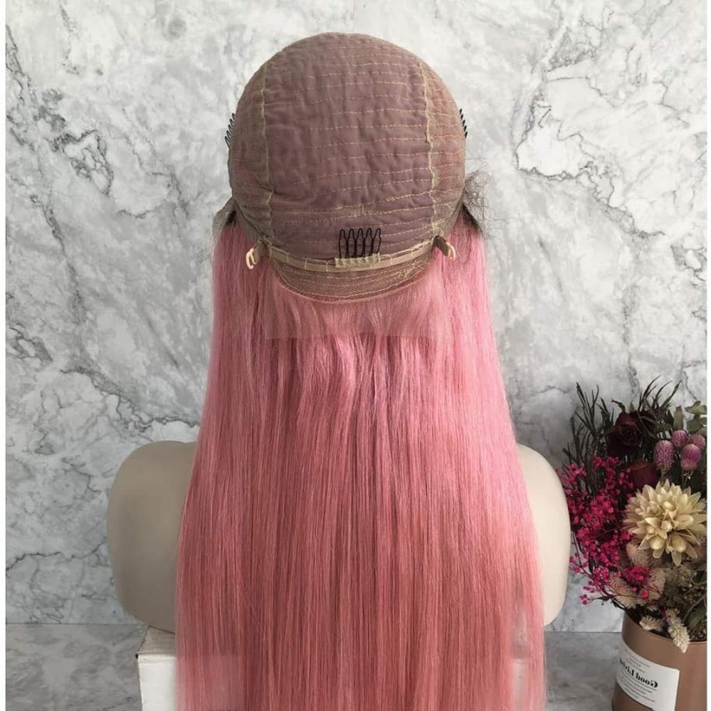 Human Hair Ombre Pink Beauty Lace Front Wig - Thumbnail 3