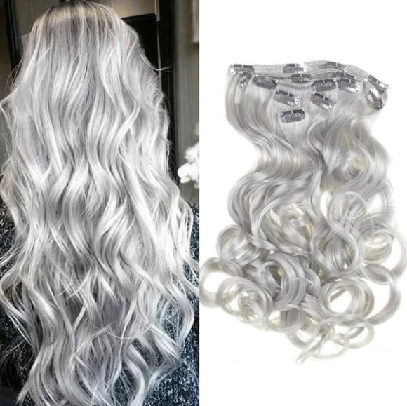 Silver White Clip in Extension - Thumbnail 5