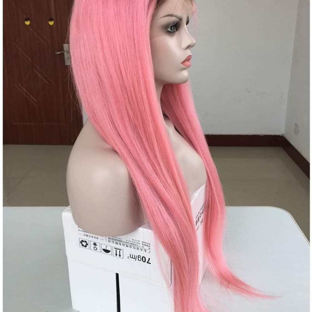 Human Hair Ombre Pink Beauty Lace Front Wig - Thumbnail 5