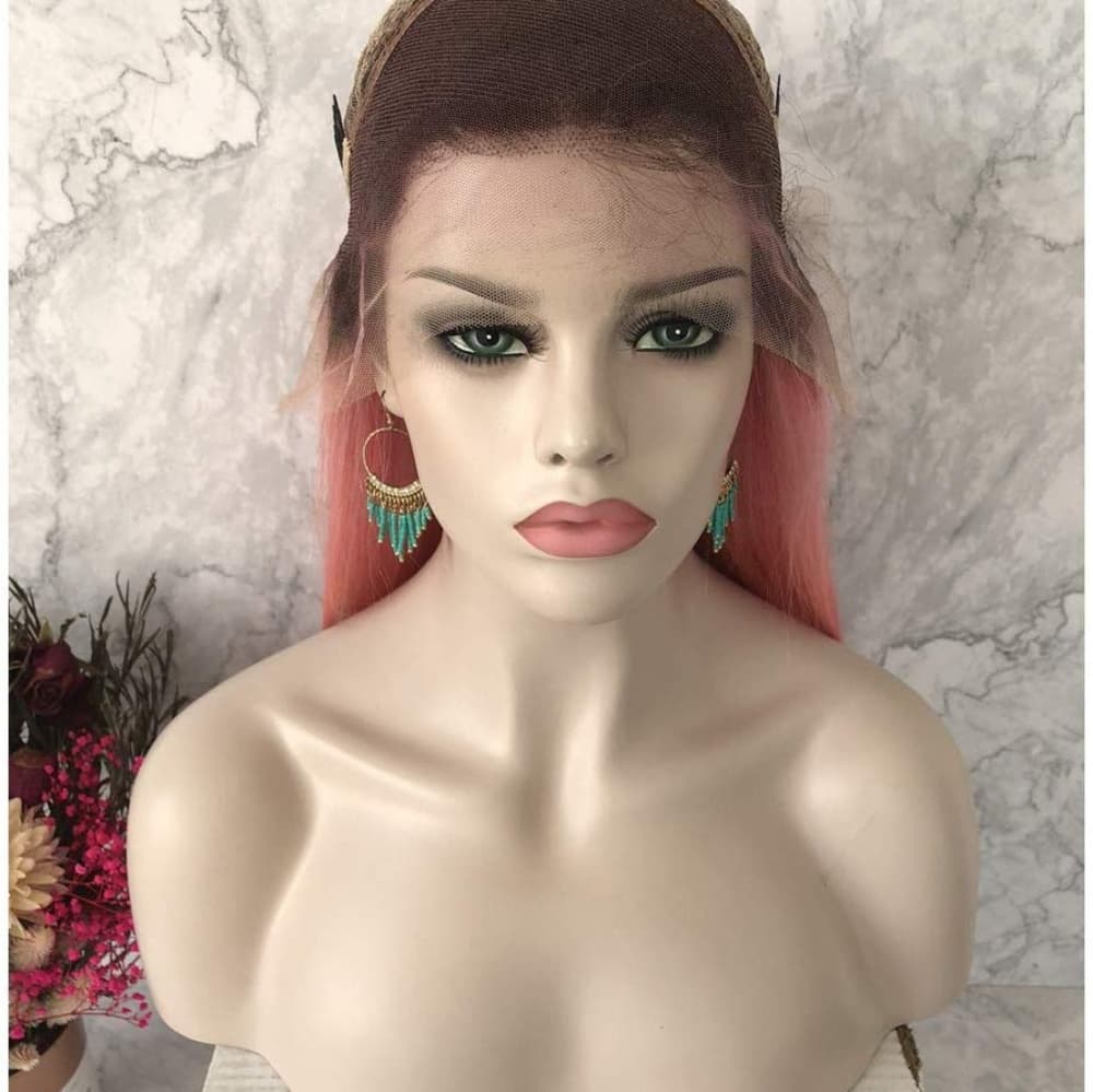 Human Hair Ombre Pink Beauty Lace Front Wig - Thumbnail 4