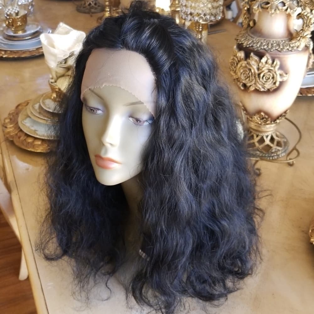 Black Human Hair Lace Front Wig - Thumbnail 4