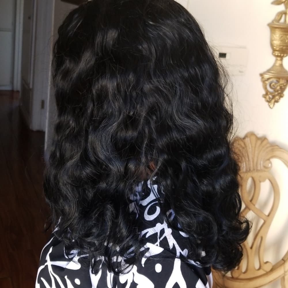 Black Human Hair Lace Front Wig - Thumbnail 8