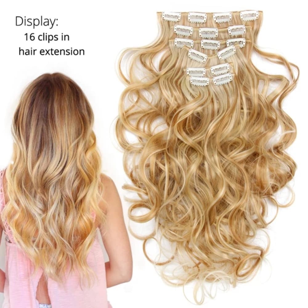 Blonde Wavy Beauty Full Head clip in Extension - Thumbnail 2