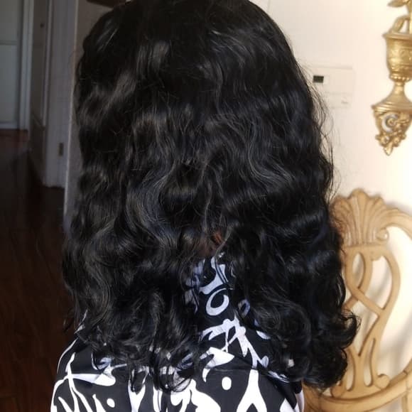 Black Human Hair Lace Front Wig - Thumbnail 9