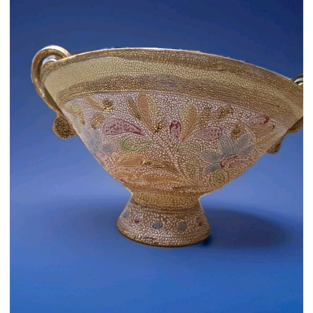 Vintage mcm Fratelli Fanciullacci Console Bowl Textured Handpainted Numbered...