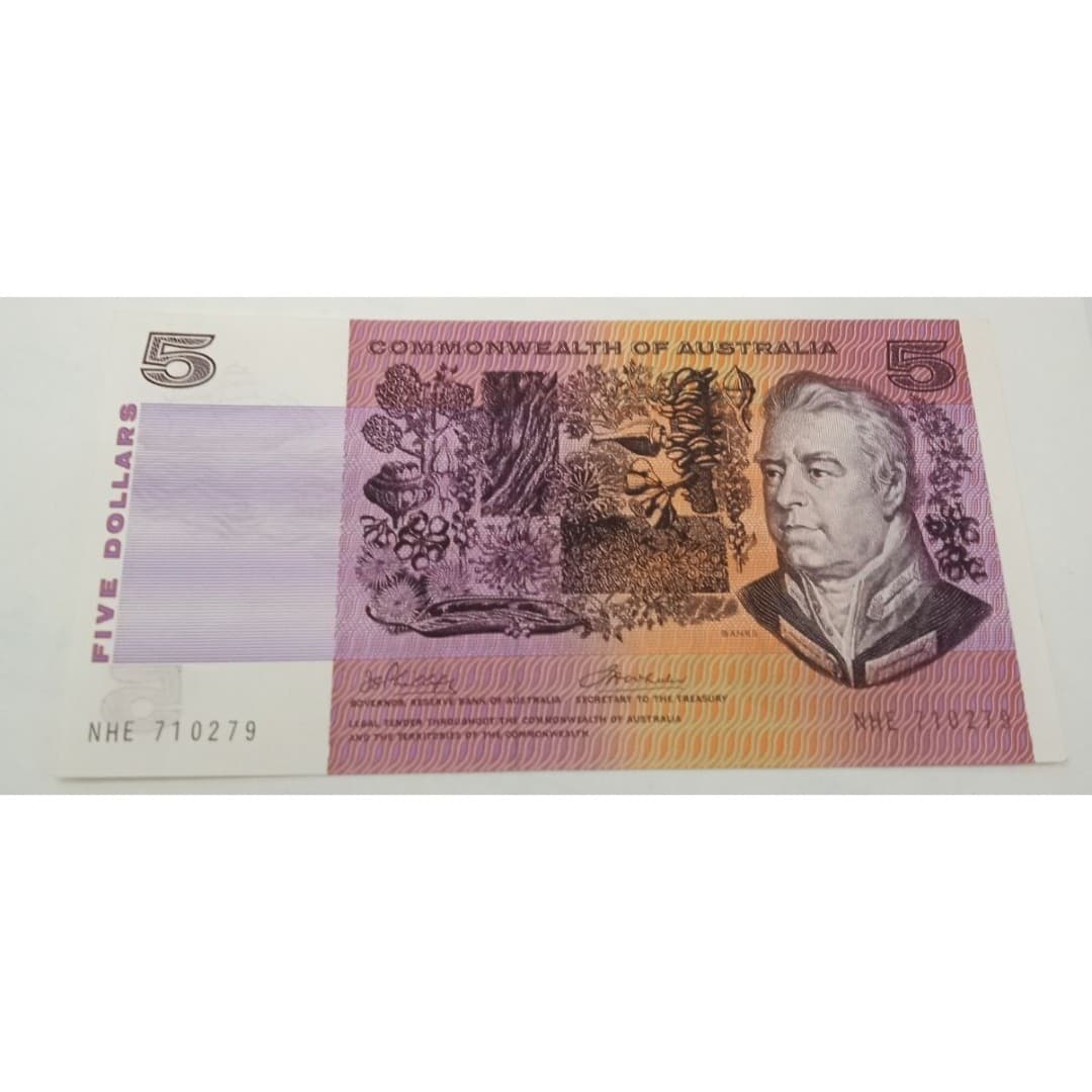 1972 Australia $5 Dollars Paper Banknote Renniks R204 Phillips Wheeler Note NHE