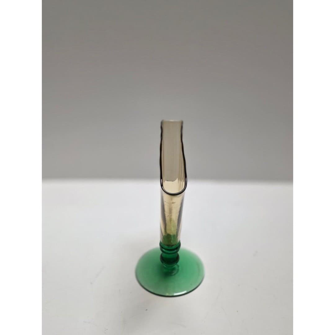 Vintage Steuben Art Glass Fan Vase 6287 Amber Optic Ribbed Pomona Green Deco - Thumbnail 12