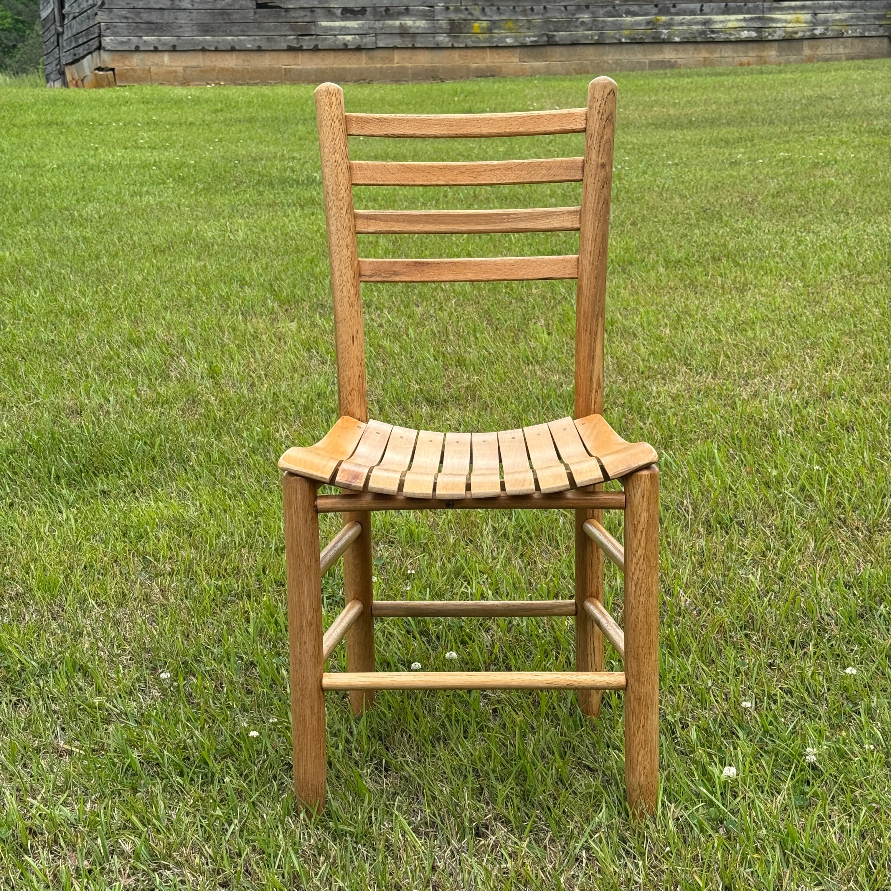 Set of 3 Vintage Wooden Ladder Back, Slat Seat Chairs - Thumbnail 16