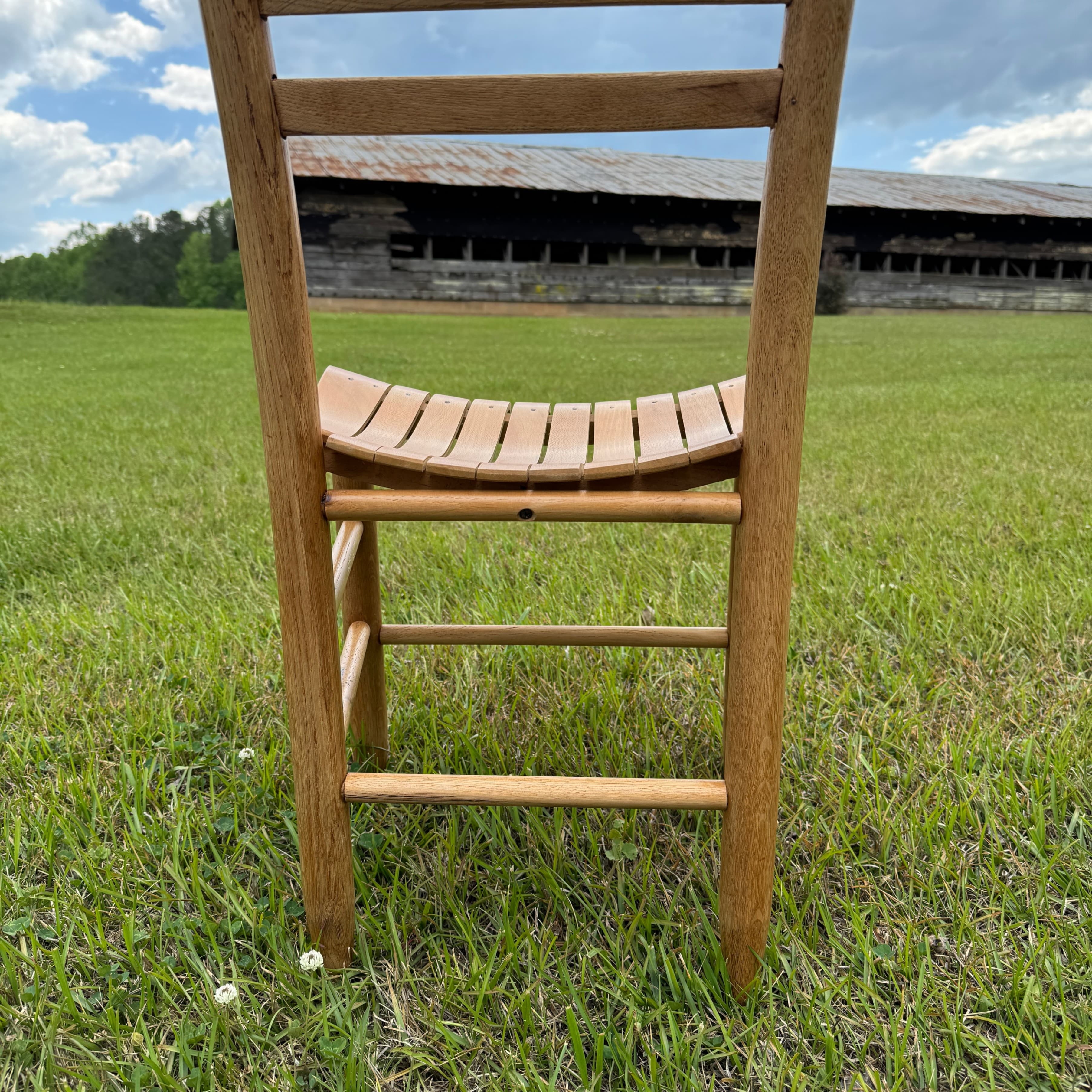 Set of 3 Vintage Wooden Ladder Back, Slat Seat Chairs - Thumbnail 12