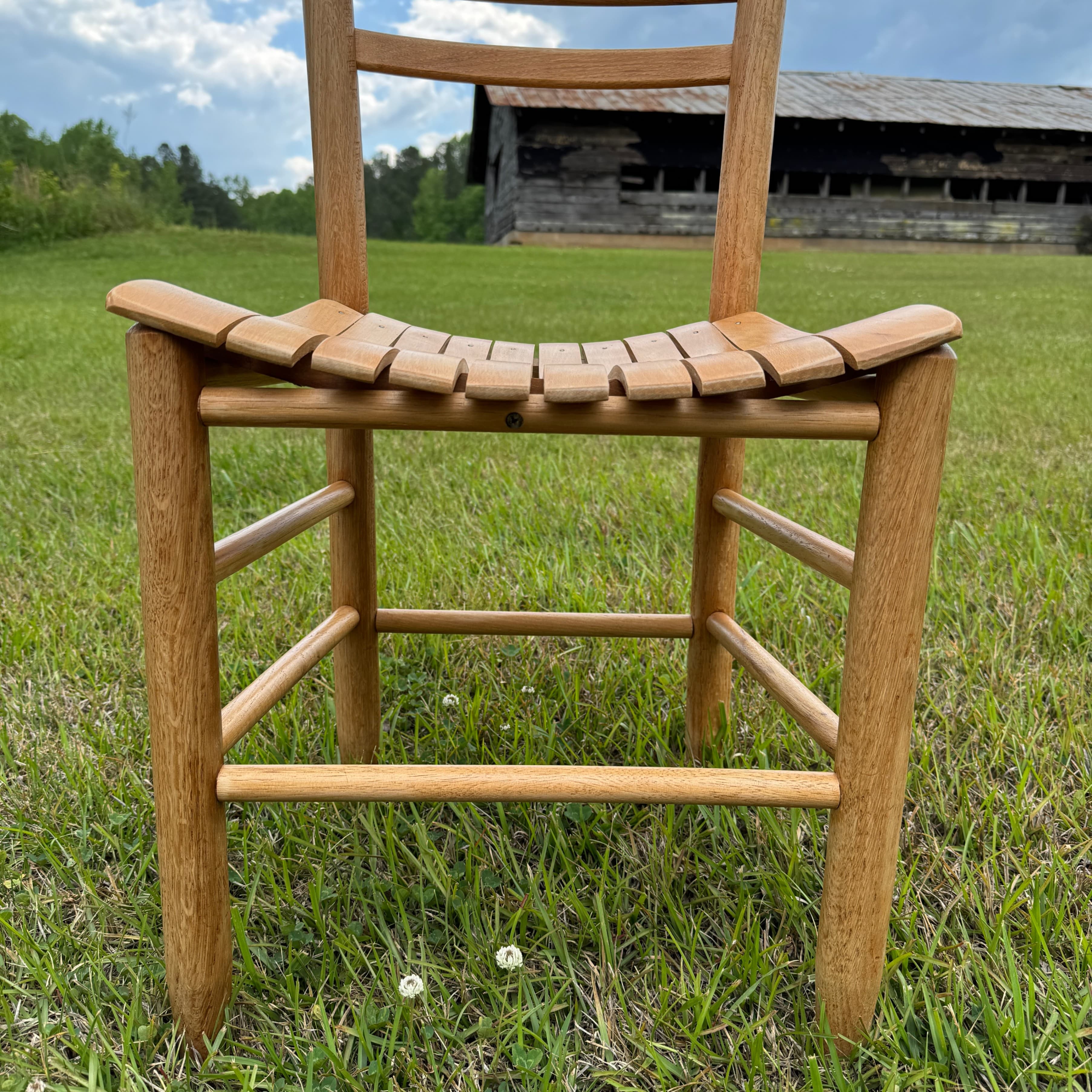 Set of 3 Vintage Wooden Ladder Back, Slat Seat Chairs - Thumbnail 8