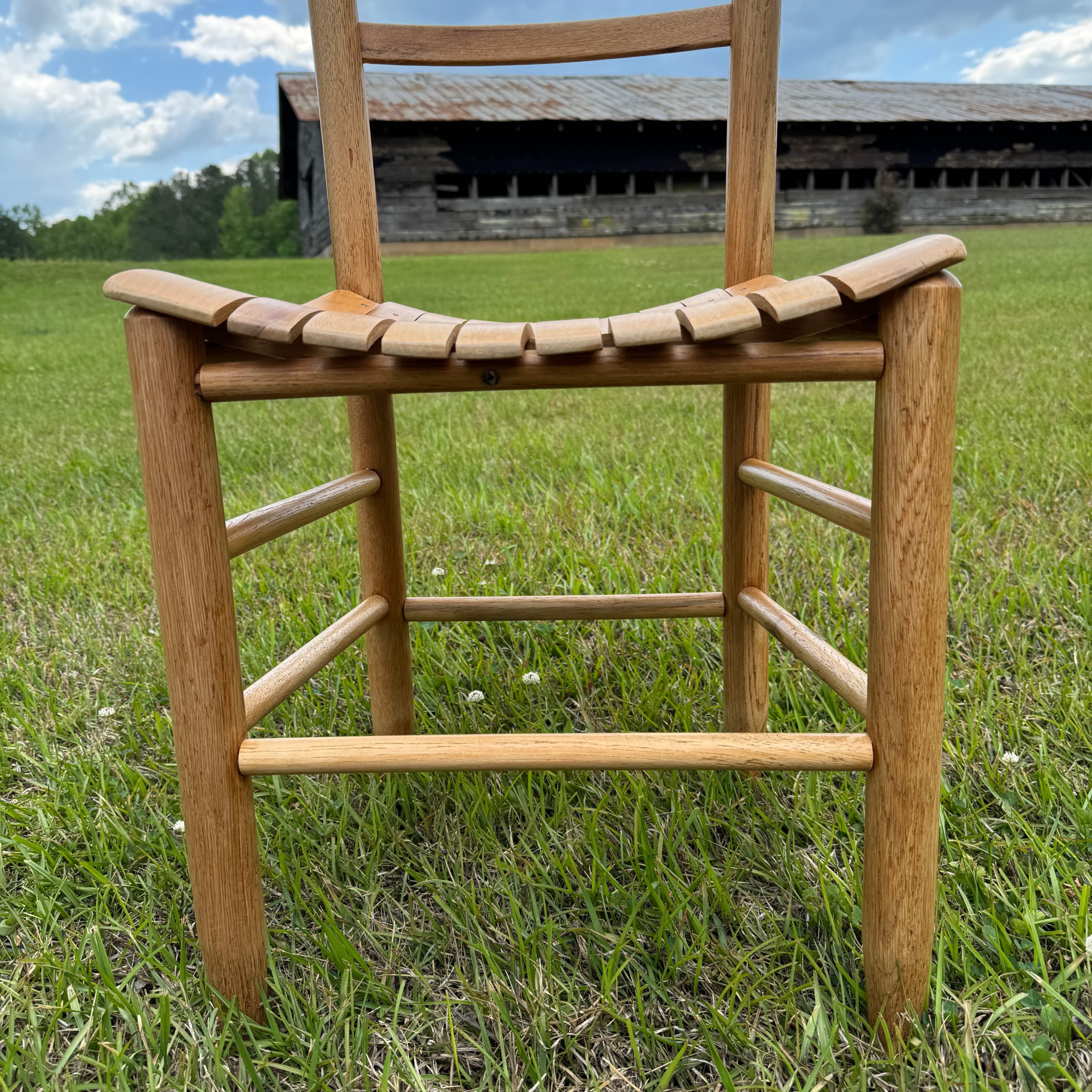 Set of 3 Vintage Wooden Ladder Back, Slat Seat Chairs - Thumbnail 13