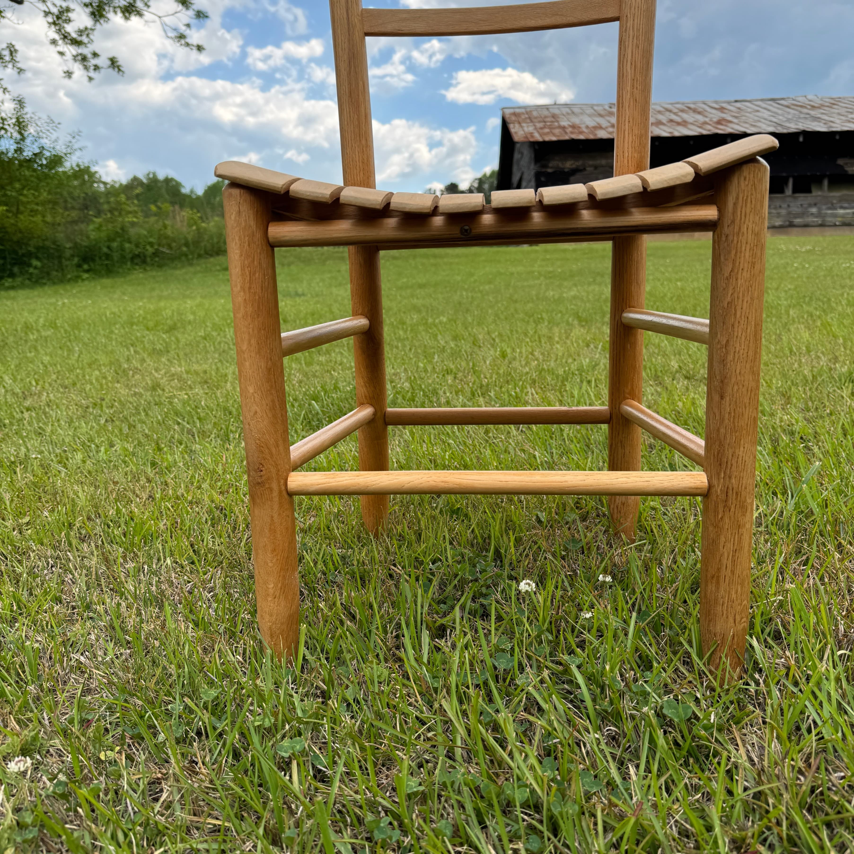 Set of 3 Vintage Wooden Ladder Back, Slat Seat Chairs - Thumbnail 3