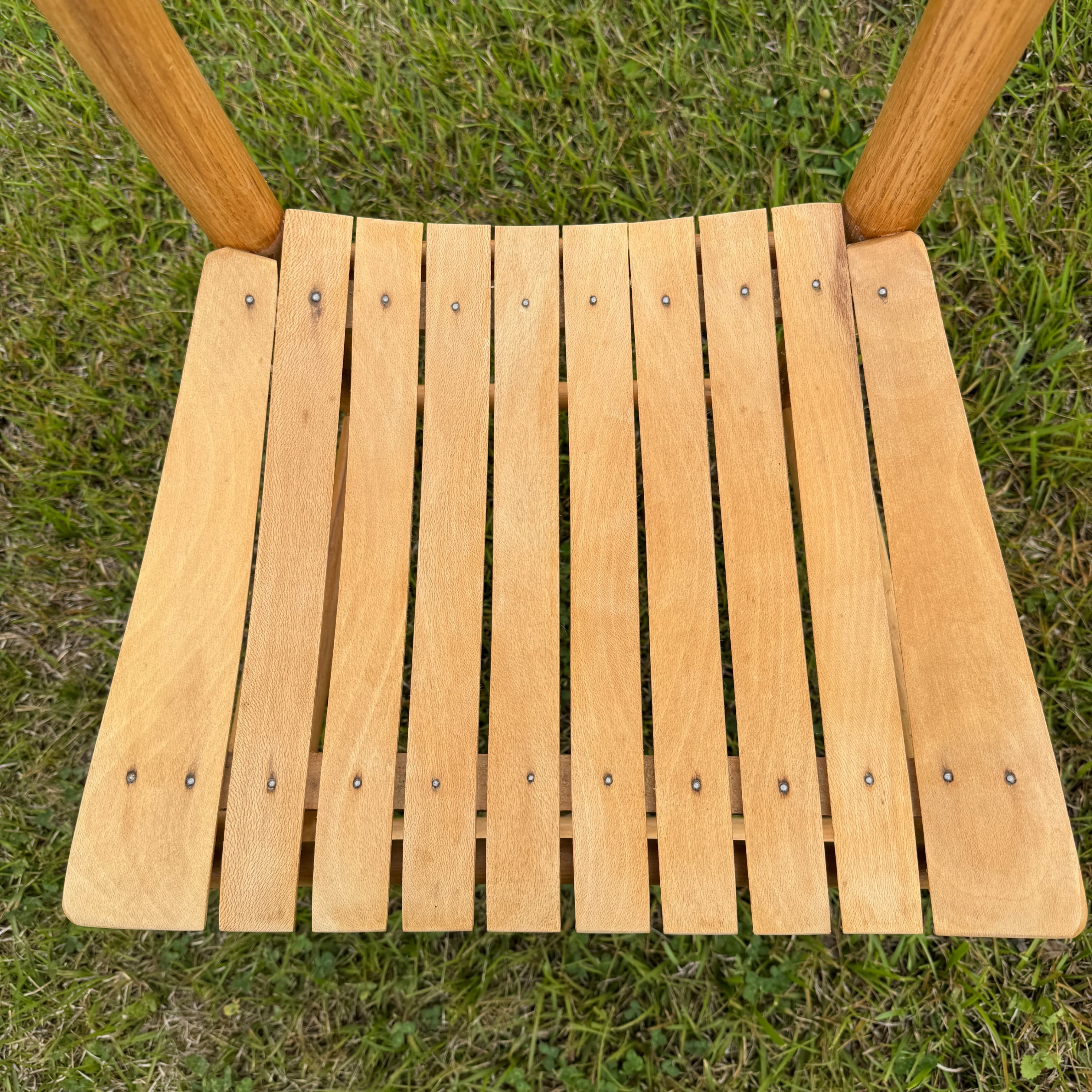Set of 3 Vintage Wooden Ladder Back, Slat Seat Chairs - Thumbnail 4