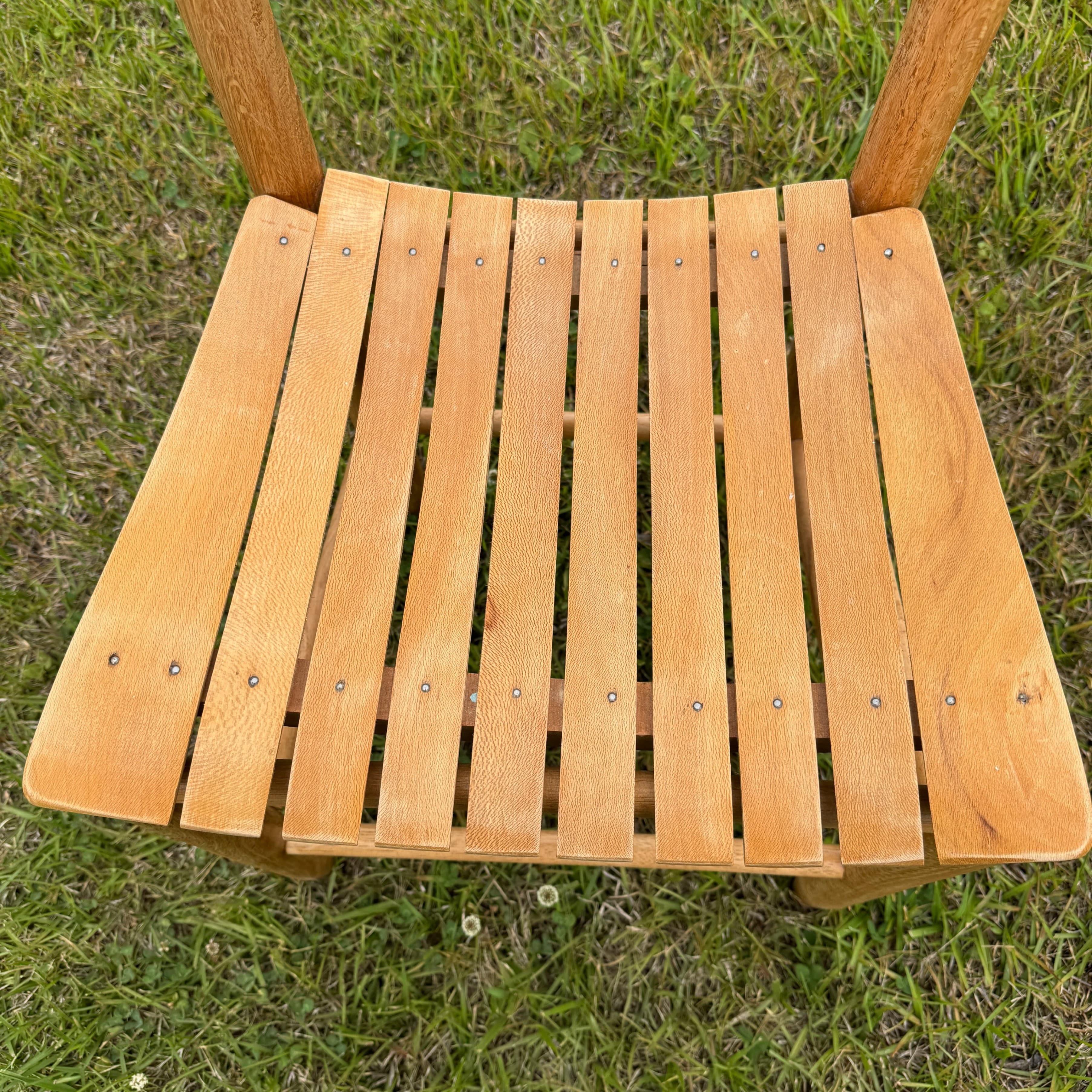 Set of 3 Vintage Wooden Ladder Back, Slat Seat Chairs - Thumbnail 9