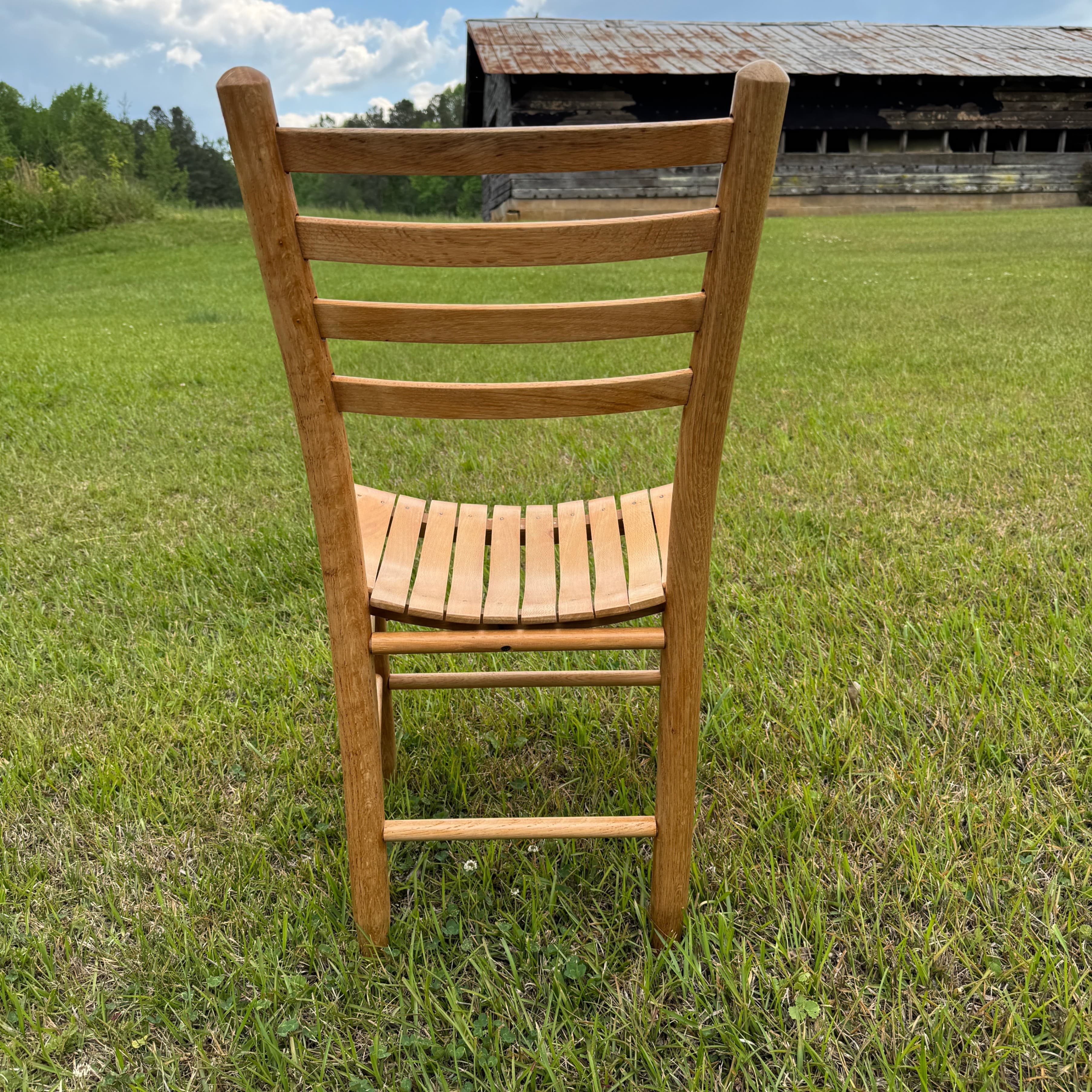 Set of 3 Vintage Wooden Ladder Back, Slat Seat Chairs - Thumbnail 7