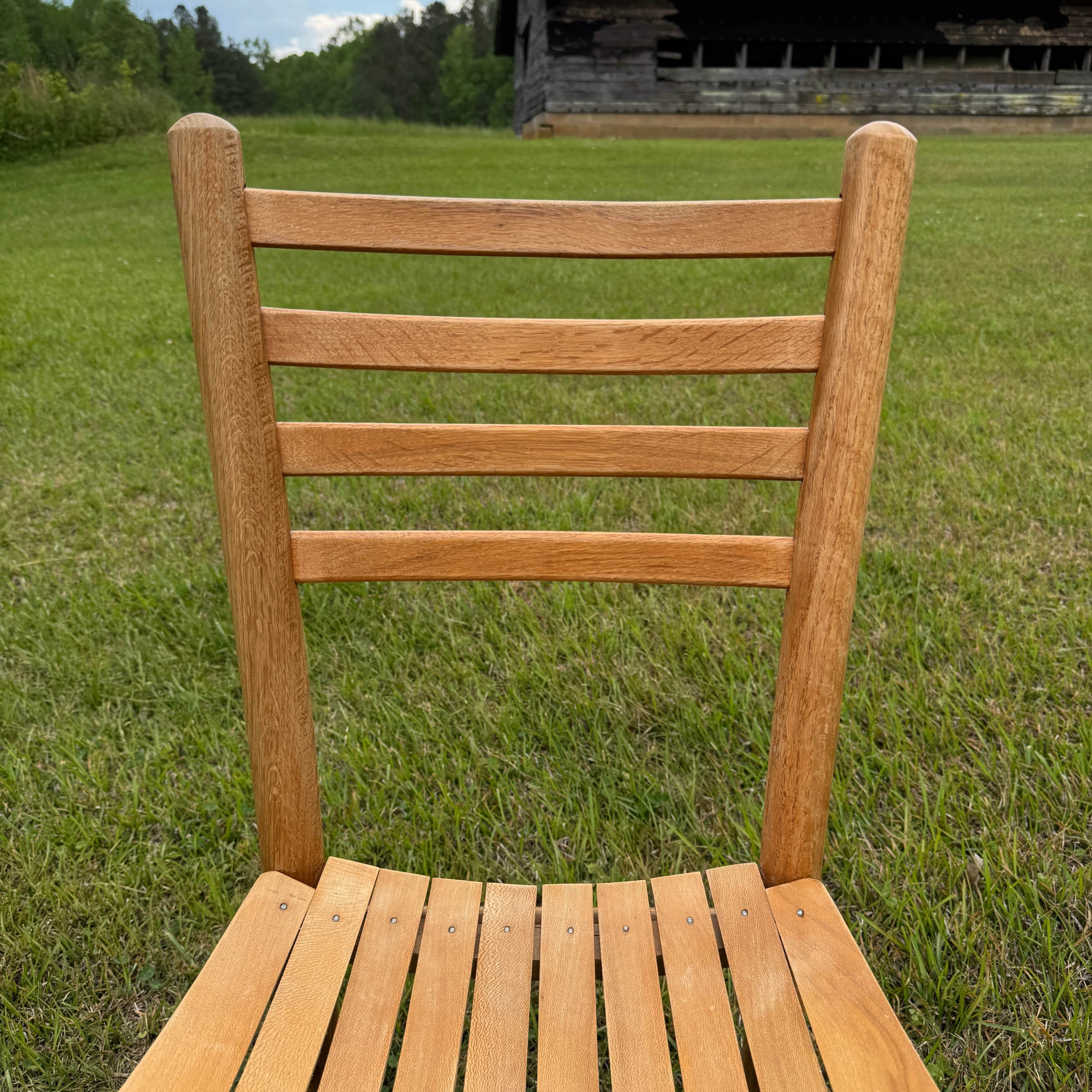 Set of 3 Vintage Wooden Ladder Back, Slat Seat Chairs - Thumbnail 10