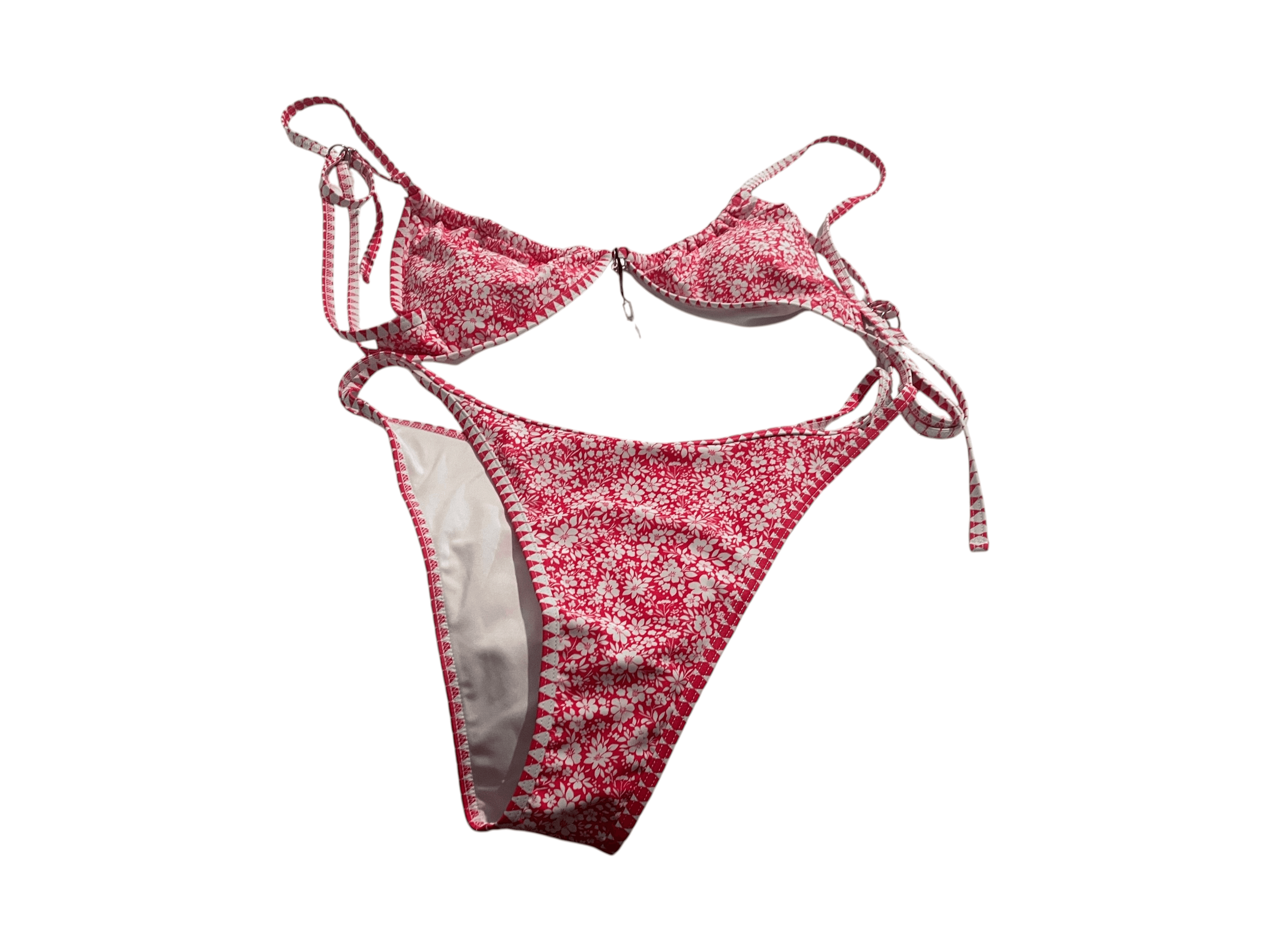 Zaful Red Floral 2 Piece Bikini Set Size M
