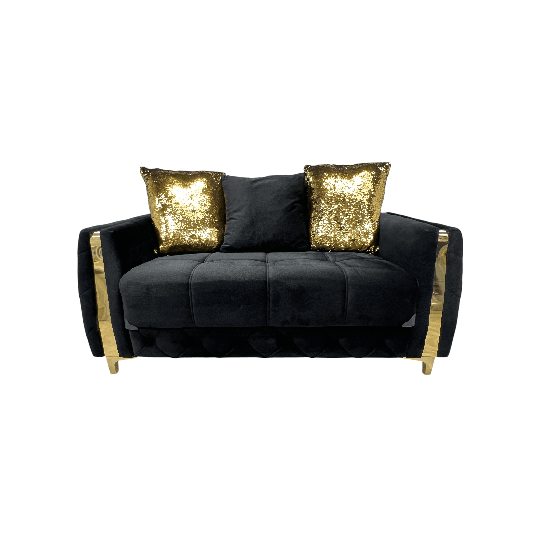 Latitude Run Lust Modern Style Loveseat In Black - Thumbnail 2