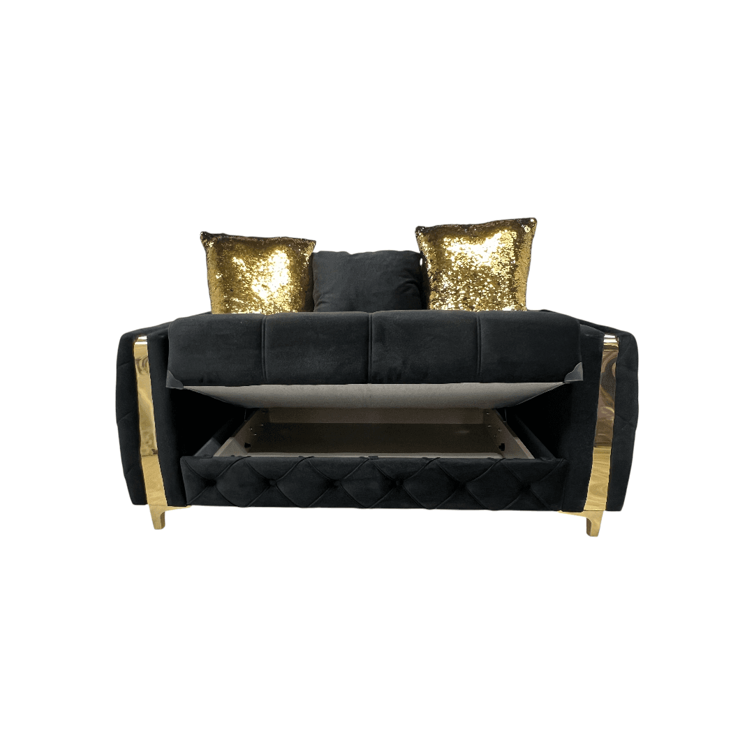 Latitude Run Lust Modern Style Loveseat In Black - Thumbnail 4