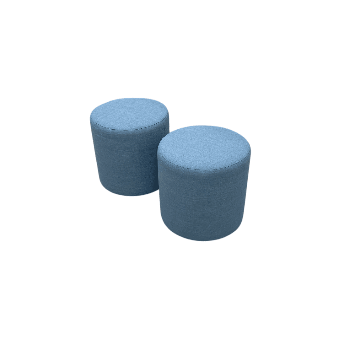Skyline Furniture Round Thalia Ottoman in Velvet Ocean: Padded, Pine Frame Set of 2 - Basic - Thumbnail 2