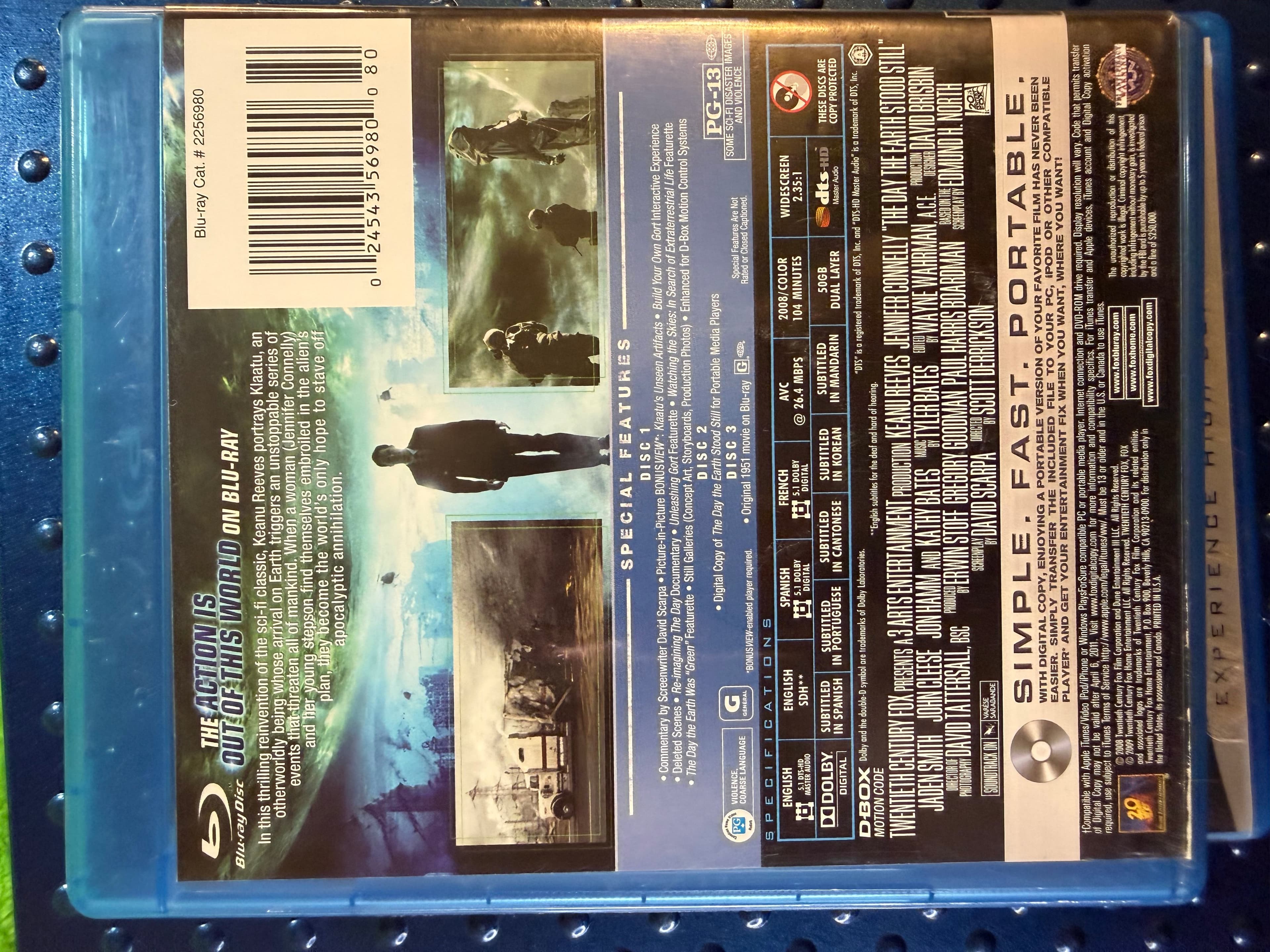 The Day The Earth Stood Still Blu-ray 3 Disc Sci-Fi Keanu Reeves PG-13 - Thumbnail 2